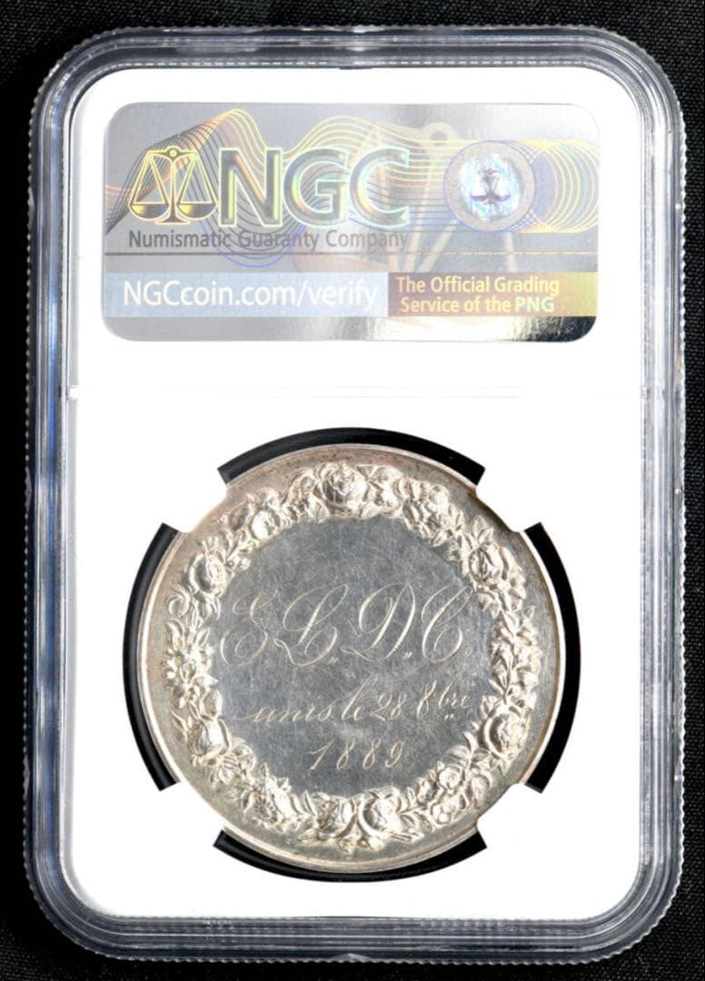 NGC UNC D フランス 1889 大型(39mm)ジェトン銀貨 結婚メダル