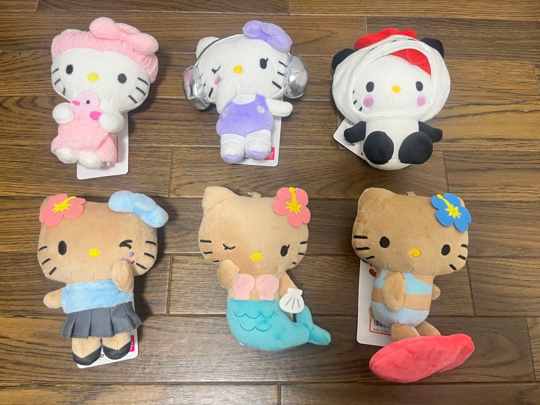 アベイル 50周年　日焼けハローキティ　　マスコットチャーム　ぬいぐるみ　6点