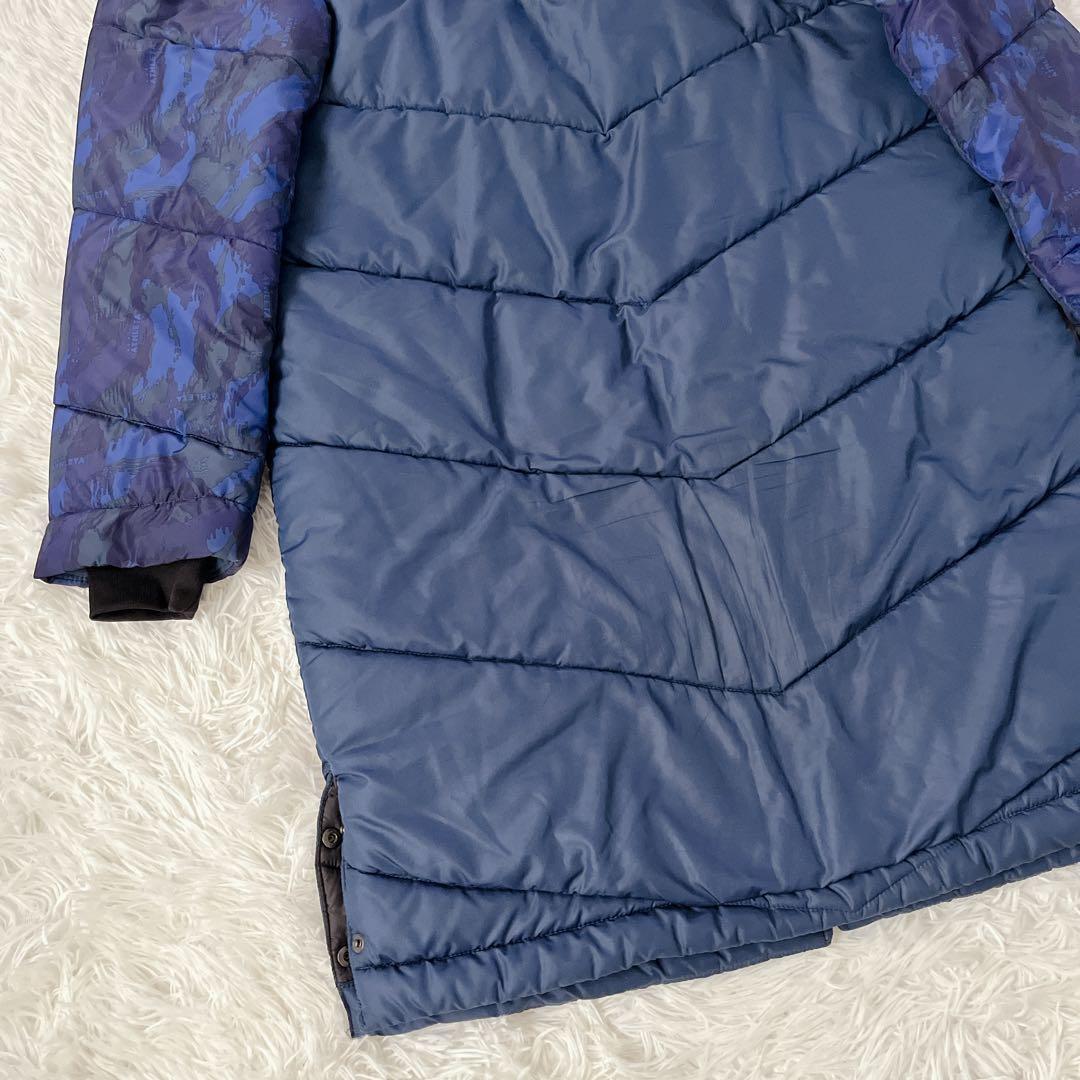 美品✨アスレタ ベンチコート 迷彩切り替え フード付き 中綿ロングコート L