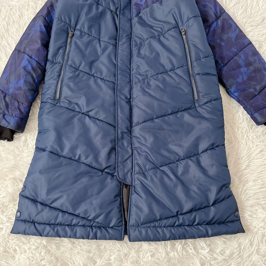 美品✨アスレタ ベンチコート 迷彩切り替え フード付き 中綿ロングコート L