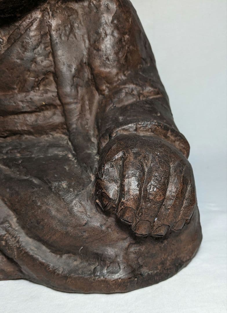 備前焼 手招きおたふく像 おかめ 陶像 置物 縁起物 彫刻 工芸品 細工物 希少