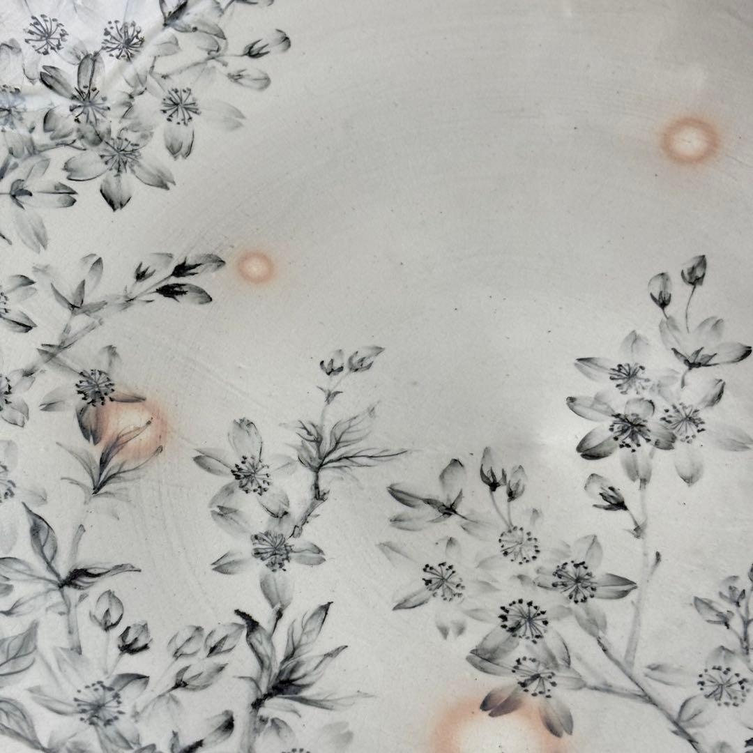 平安 清泉 鉄絵桜花 大皿 共箱 飾皿