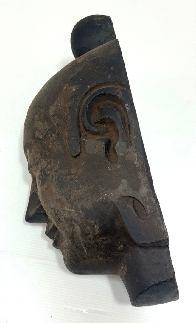 珍しい骨董 木製 弥勒菩薩 お面 文化財修理家の中西盛士落款有り