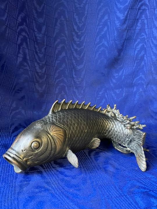 高岡銅器　鯉　コイ　花瓶　一輪挿し