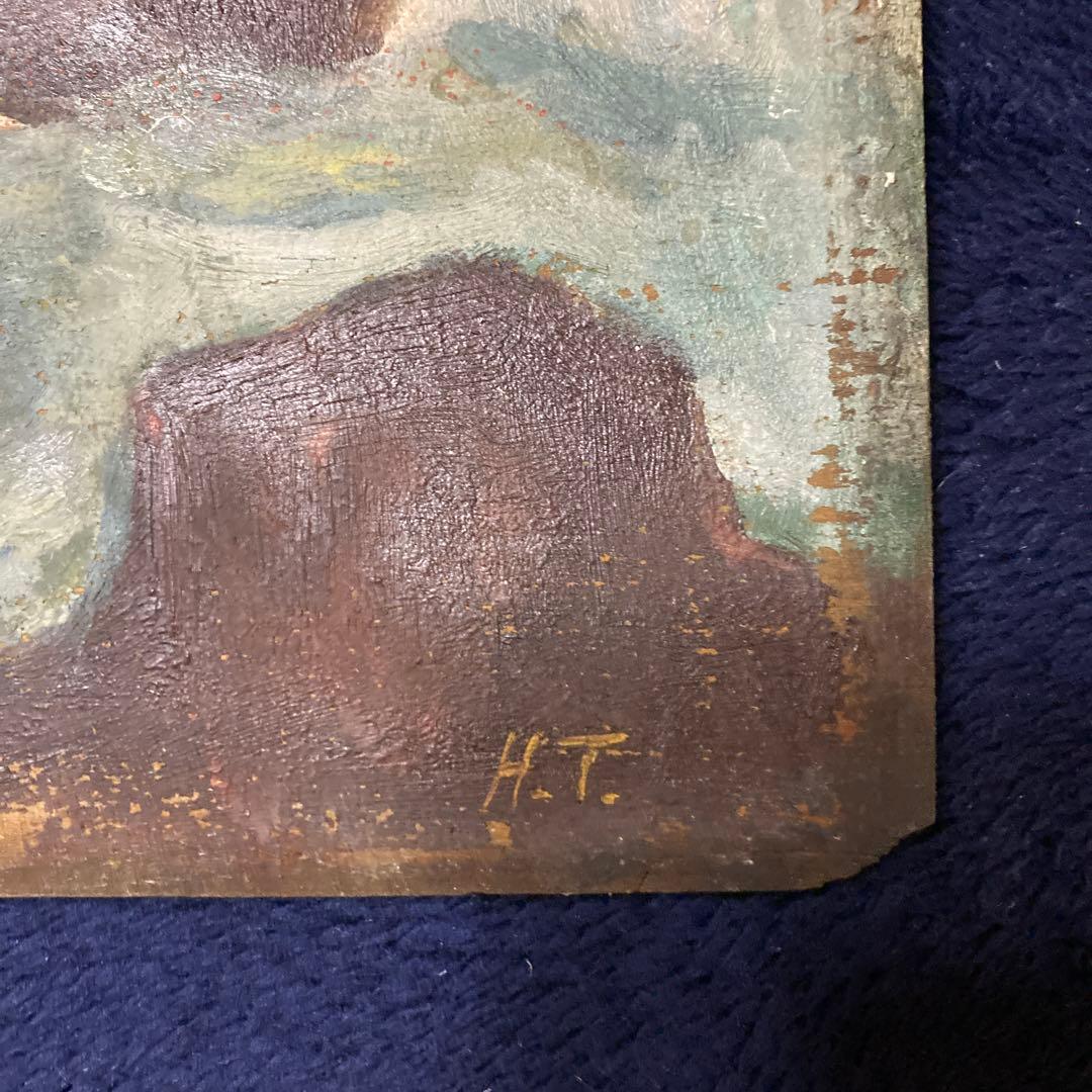 高木春太郎「海」 額42.7×51.5 絵24×33cm￼ 板絵油彩画