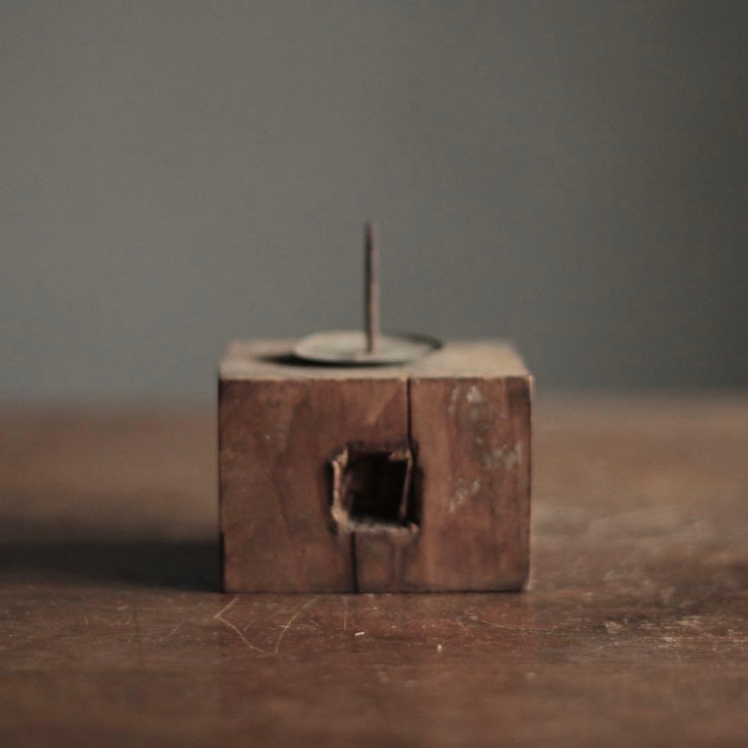 木片の 燭台 古道具 アンティーク オブジェ