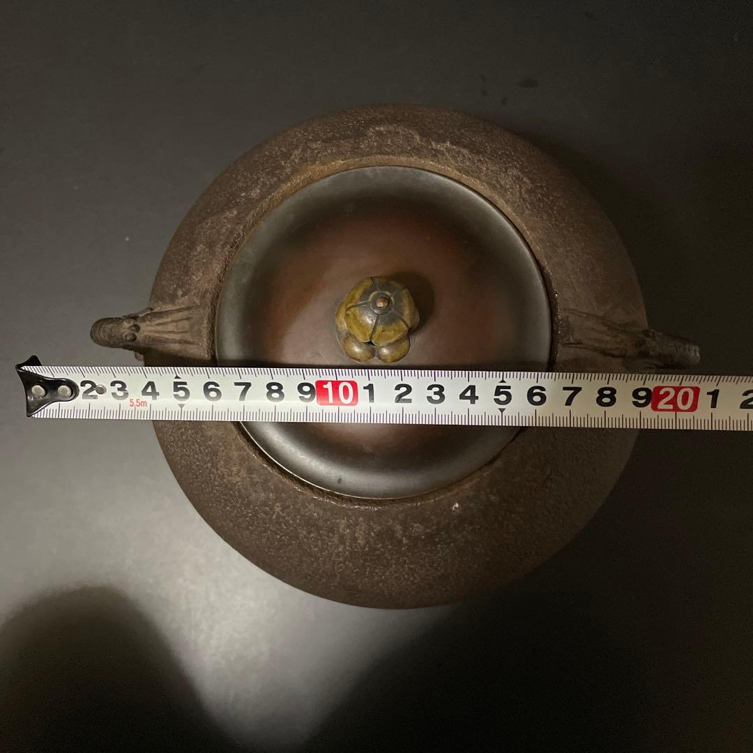 時代物　蔵六茶釜　海老耳　銅蓋　少し難あり