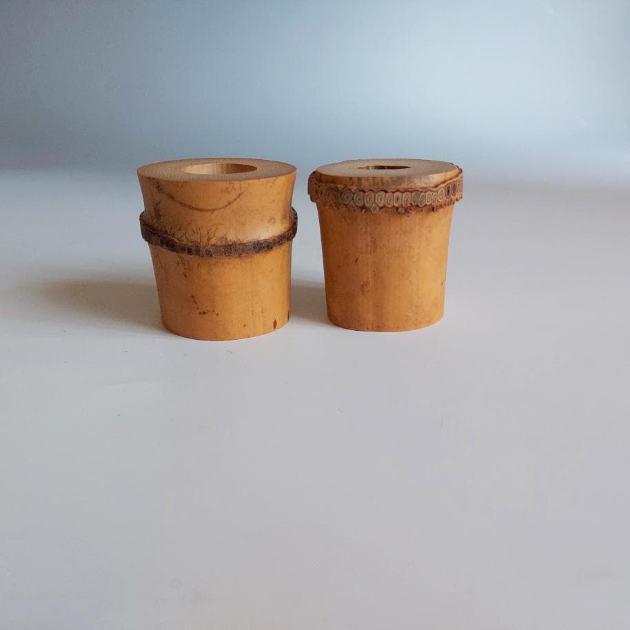 茶道具　竹一双　蓋置　大徳寺派　福本積應書付　共箱　宗篤作　引切り