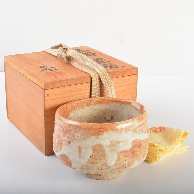 茶道具　志野焼　人間国宝　加藤孝造作　茶碗　共布共箱　M　R6892