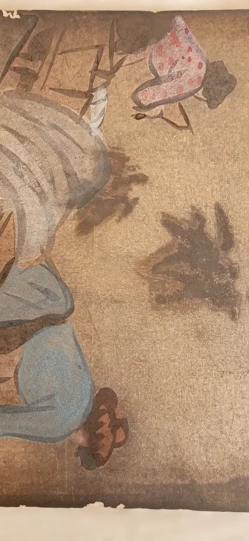 模写石井柏亭の（1882～1958)肉筆色紙絵（描かれてます)作品年月日不明