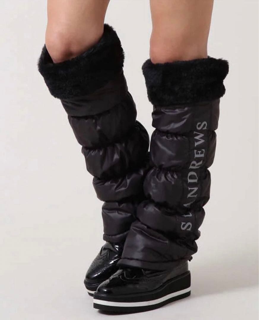 ゴルフウェア小物 レディース 女性用 レッグウォーマー白黒