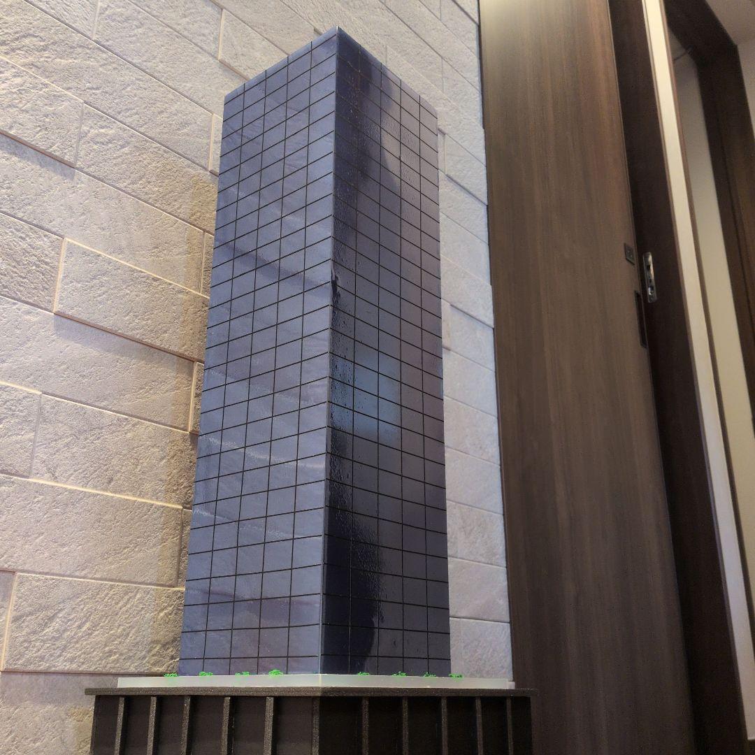 Nゲージ　自作ストラクチャー　高層オフィスビル　熱線反射ガラス風仕様　ジオラマ