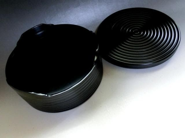 菓子器■浪花屋漆器店 堅牢漆器専買 喰籠 漆器 黒塗り 蓋物 桐箱 時代物■