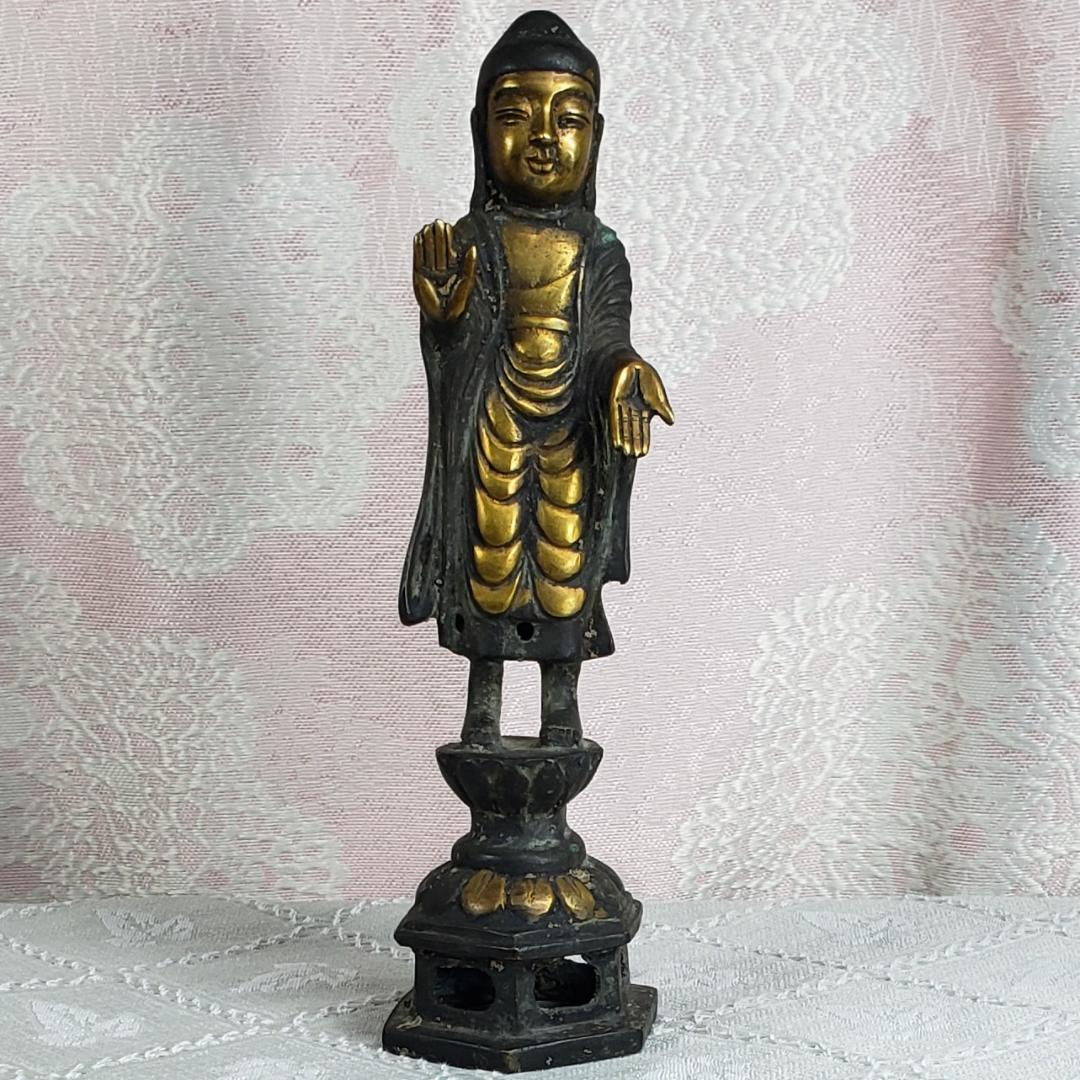 ◆新羅仏 金銅釈迦如来立像 仏像◆検）天平仏 飛鳥仏 空海 親鸞 法然 千利休
