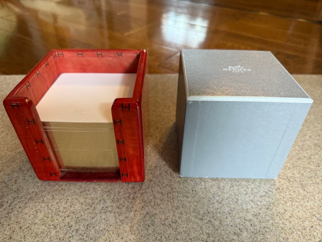 エルメス　ヴィンテージ木象嵌　ブロックメモ レフィル付き