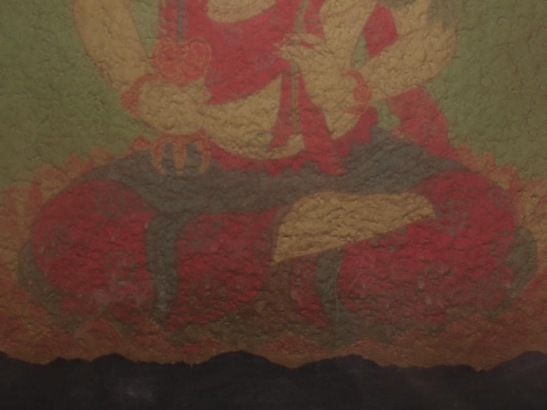 骨董市掘り出し品 中国唐時代　敦煌莫高窟壁画 彩絵　人物像 AK1737A6-1