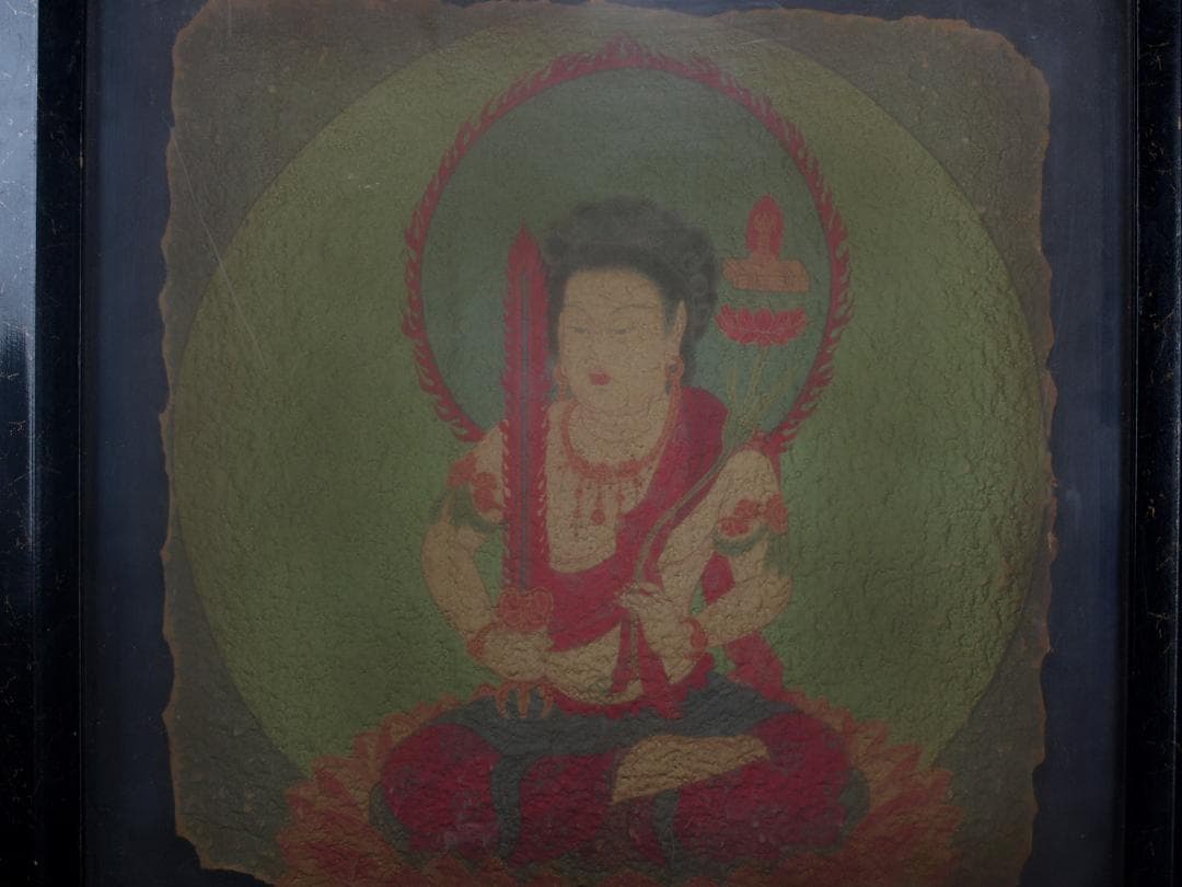 骨董市掘り出し品 中国唐時代　敦煌莫高窟壁画 彩絵　人物像 AK1737A6-1