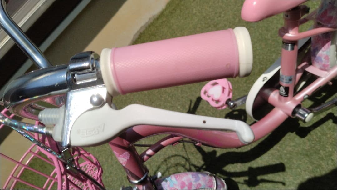 あさひサイクル　メゾピアノ　１６インチ自転車　スタンド補助輪、舵取りハンドル付き