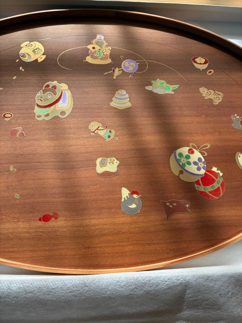 盆 干支柄　越前漆器