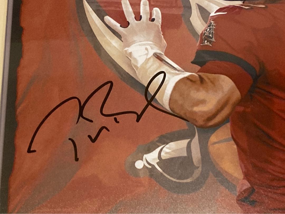 トム・ブレイディ　直筆サイン入りアートプリント　タンパベイ・バッカニアーズ