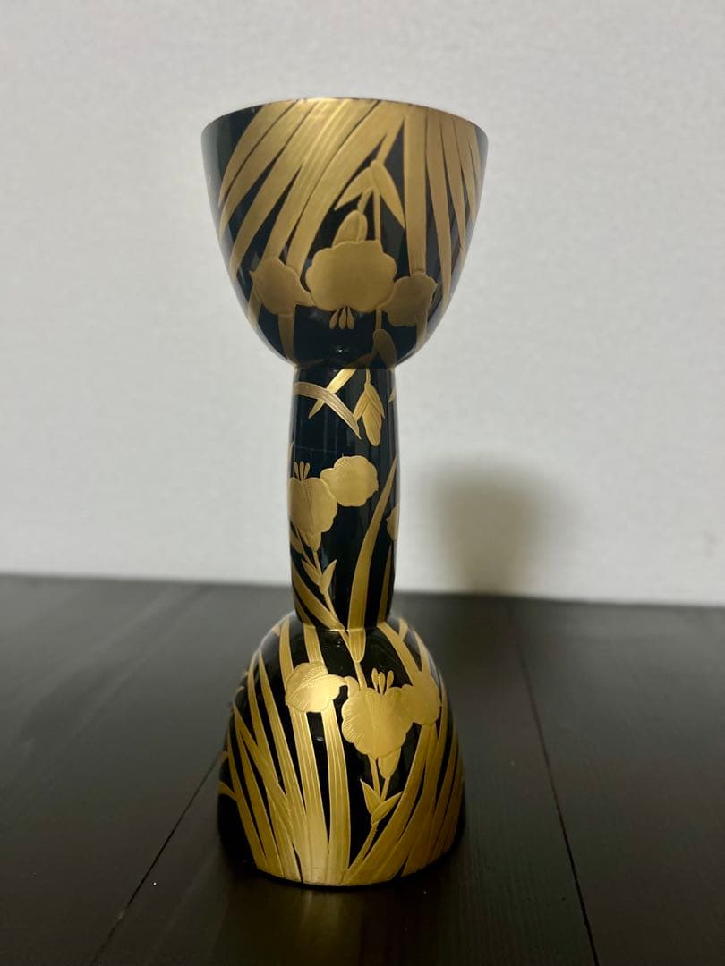 和楽器 鼓 黒地金色花柄