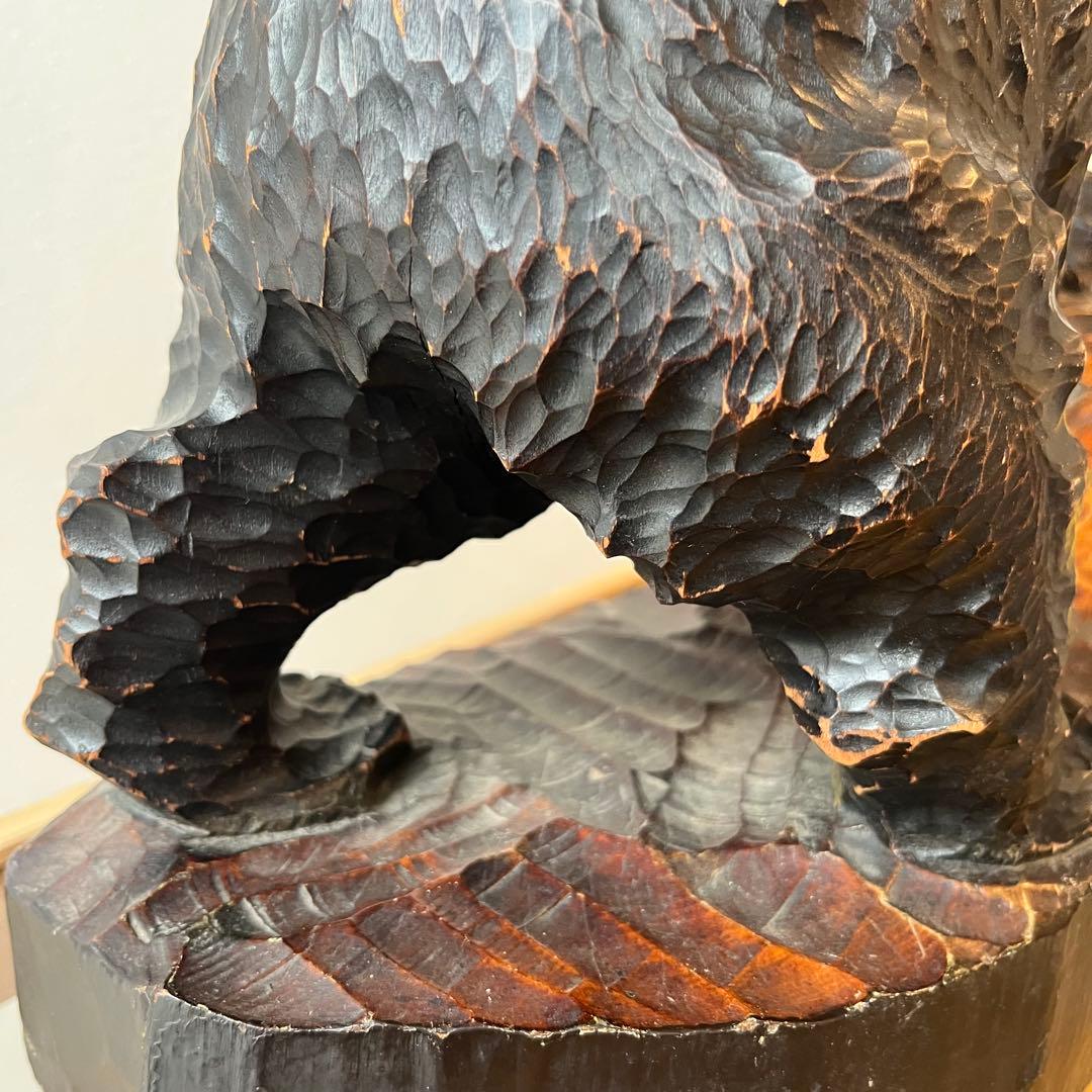 コヌサアイヌ作 木彫り熊 昭和35年 北海道民芸 手彫り 鮭くわえ ヴィンテージ