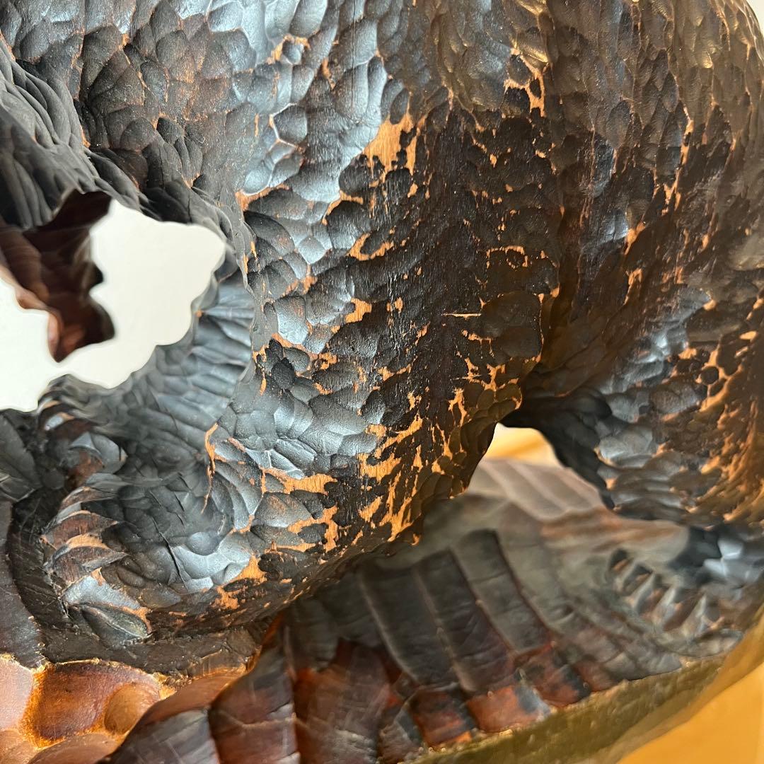 コヌサアイヌ作 木彫り熊 昭和35年 北海道民芸 手彫り 鮭くわえ ヴィンテージ