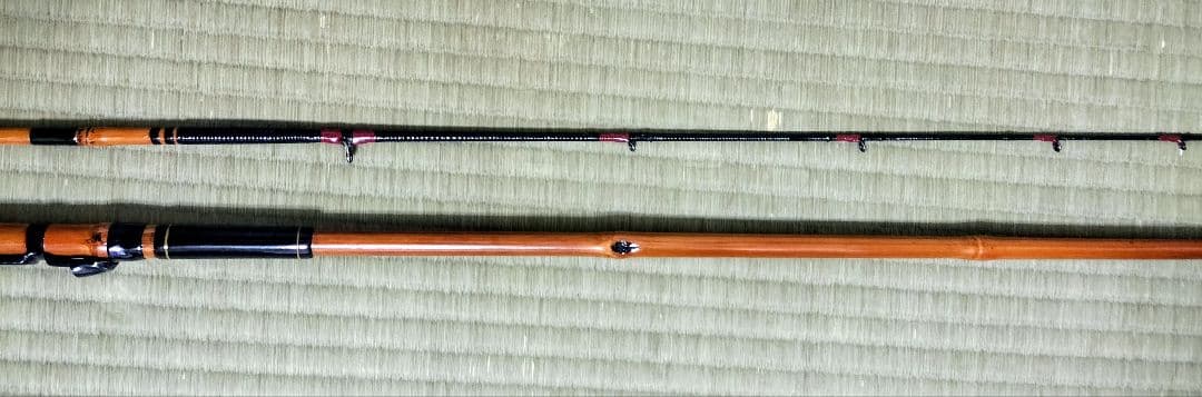 竿秀 江戸和竿 船竿 竹製 総漆塗り 印籠継ぎ 200 竿袋付き