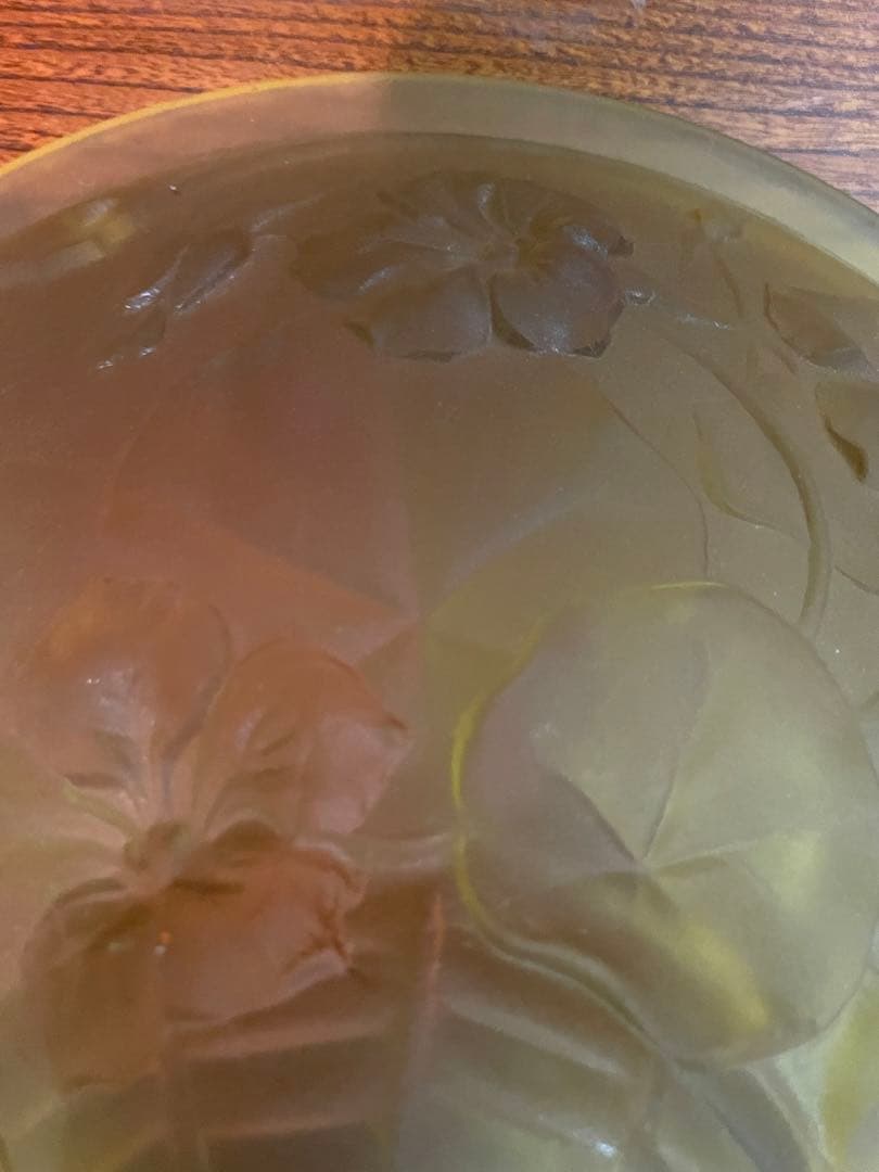 アールデコ　フロストガラス　吊り下げライトのガラス② アンバー