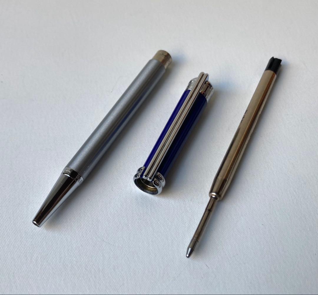 ディオール　ブランドロゴ　CD ブルー　シルバー　ボールペン　メタル　新品替芯付