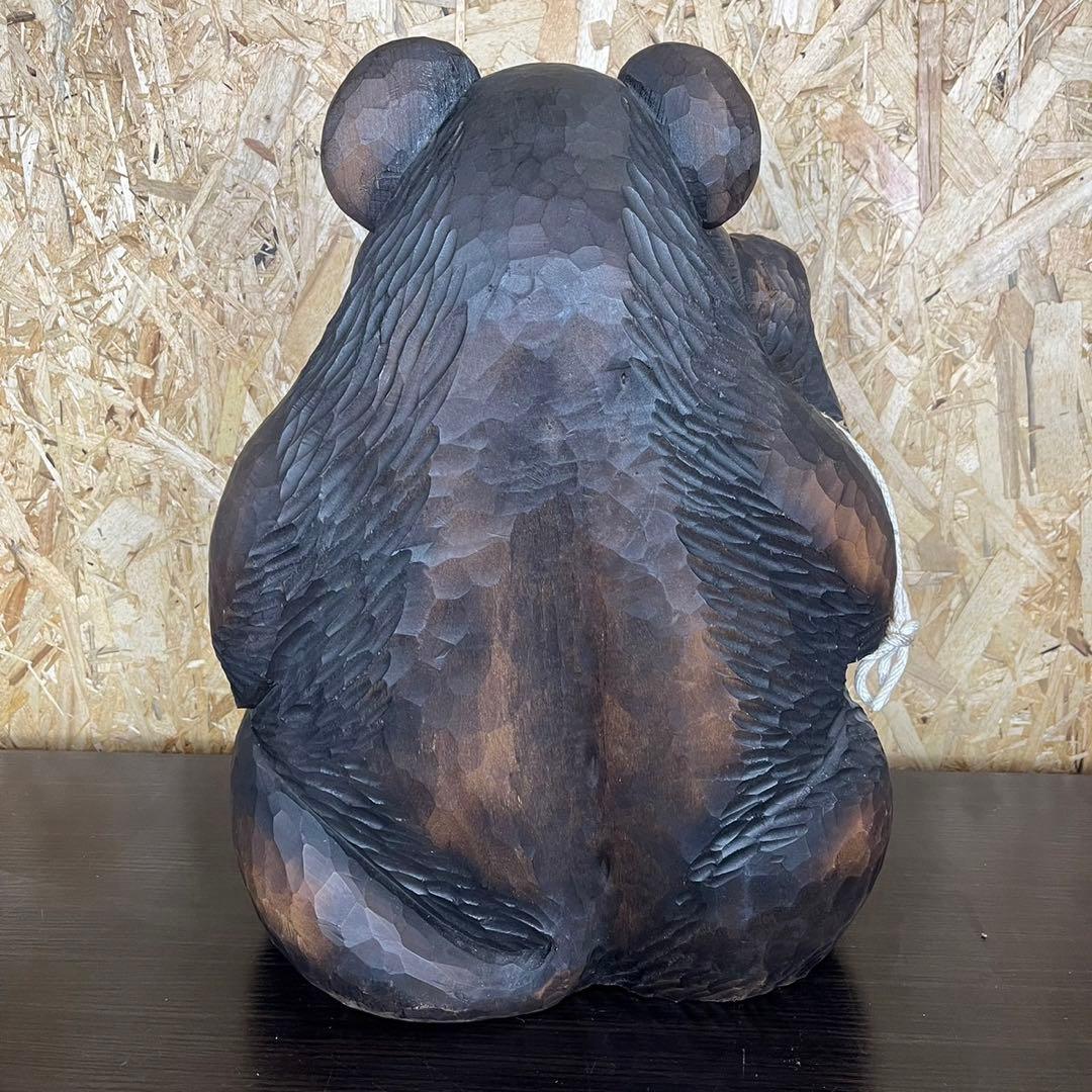 【希少】狸　木彫り 置物　一刀彫　アンティーク　ヴィンテージ　レトロ　縁起物