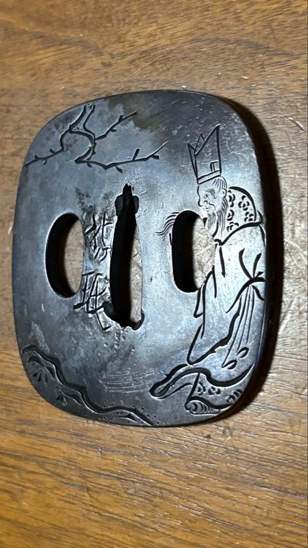 武具　刀装具　刀鍔在名　銅　 時代物　骨董