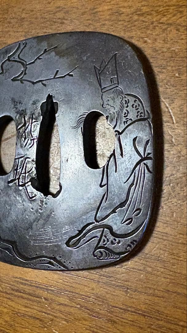 武具　刀装具　刀鍔在名　銅　 時代物　骨董