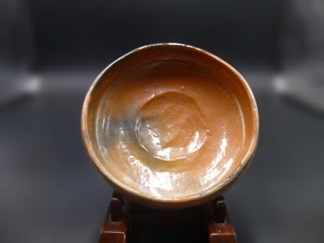 楽吉衛衛門　五代　宗入　赤平茶碗／銘「姫椿」／川上不白　極め箱／仕覆