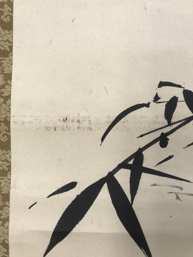 【真作】大徳寺429世/明堂宗宣/月に竹図/大横物/掛軸/名家伝来/AC-496