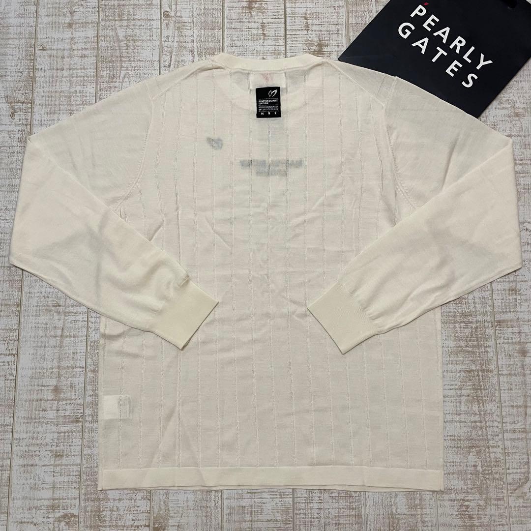 新品 マスターバニー 長袖ニット シンプルロゴ ホワイト Lサイズ（5）