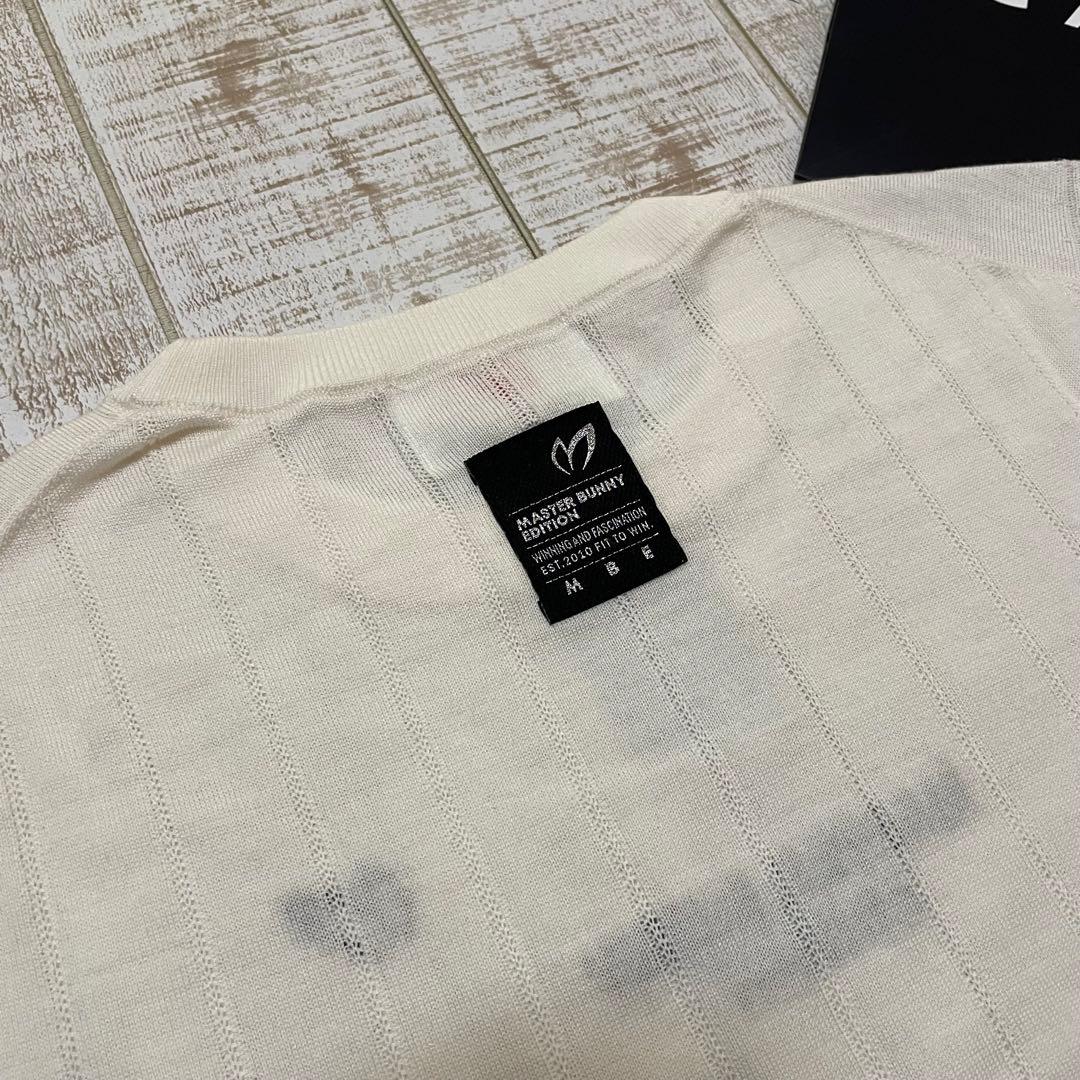 新品 マスターバニー 長袖ニット シンプルロゴ ホワイト Lサイズ（5）