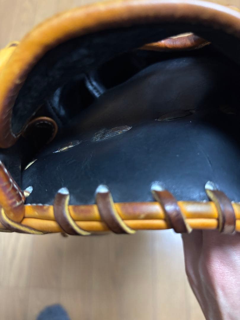 硬式野球グローブ オレンジ色 レザー