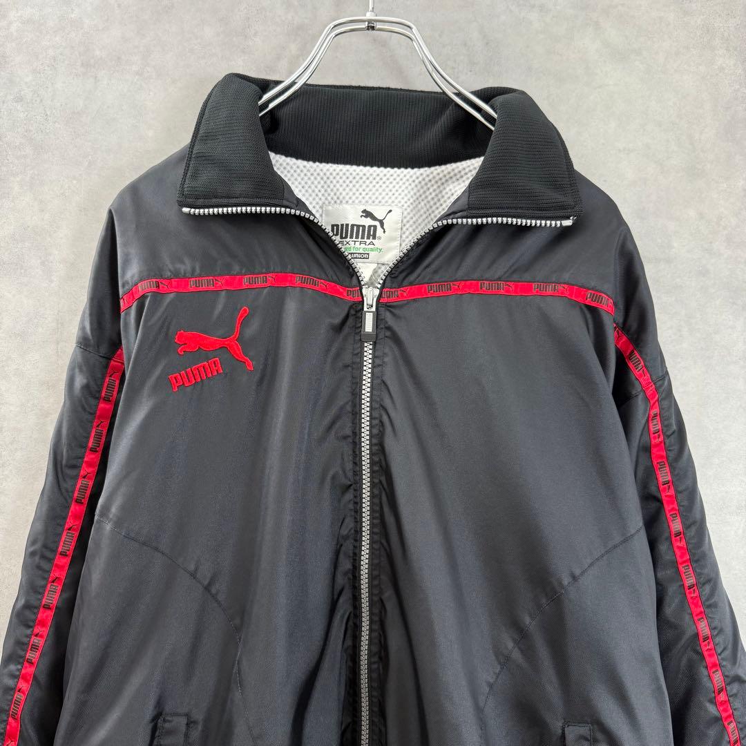 90s PUMAトラックジャケット パンツ 上下セット ブラック×レッド S〜M