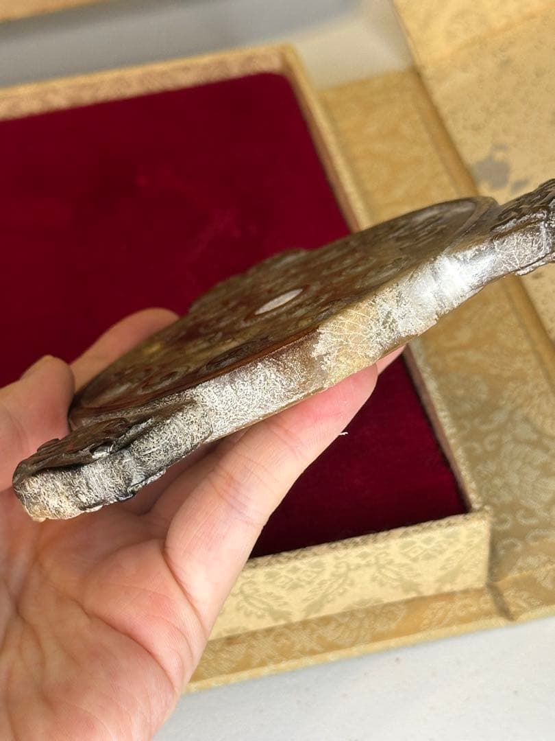 中国戦国時代　青玉　獣首渦文璧　古玉　装飾品　出土品