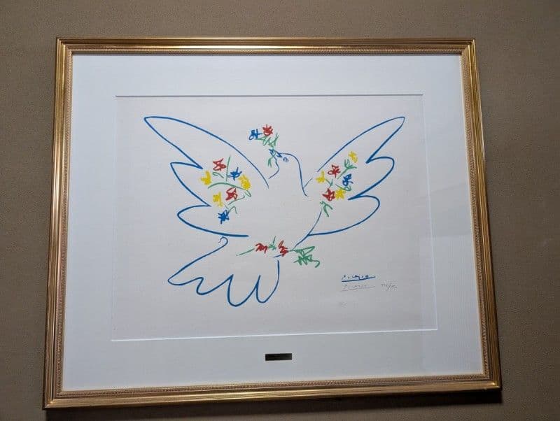 ピカソ　鳩と花　版画