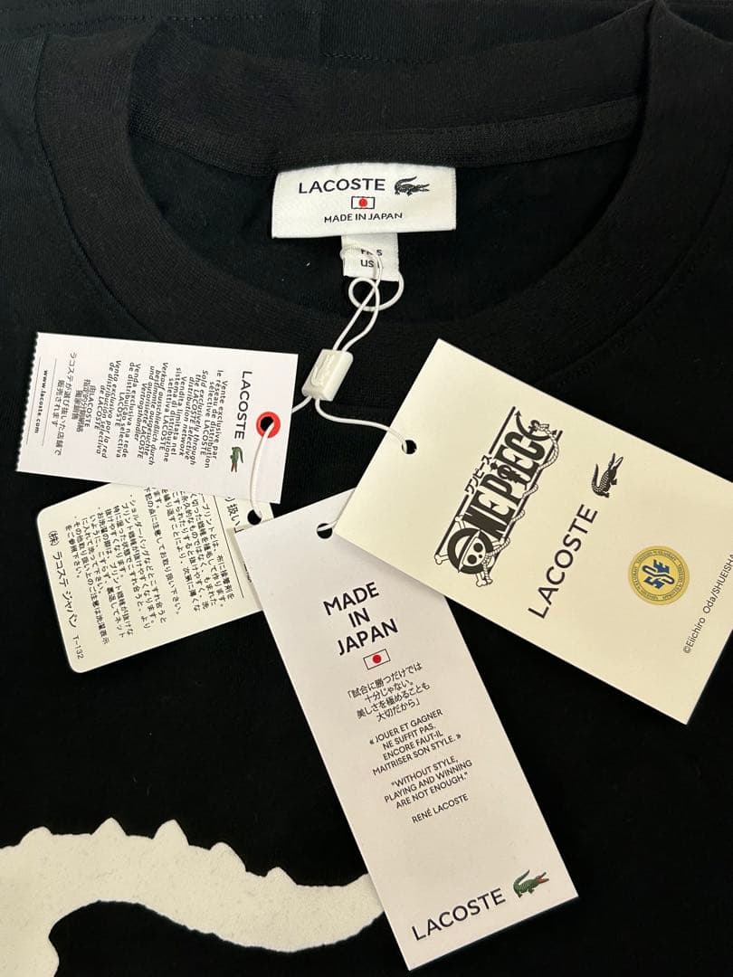 新品未使用 ワニロゴTシャツ黒LサイズLACOSTE×ONE PIECE①