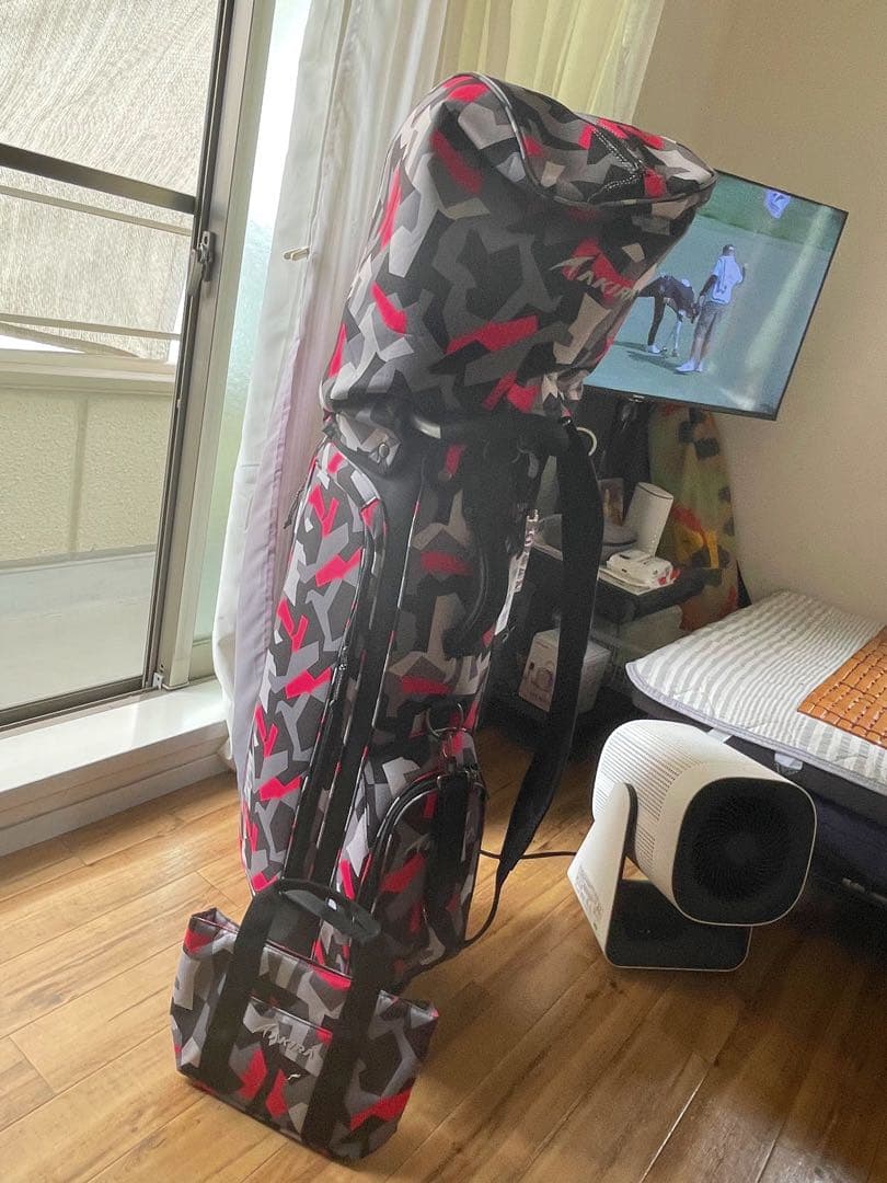 迷彩デザイン アキラキャディバッグ (末使用トートバッグ付き)