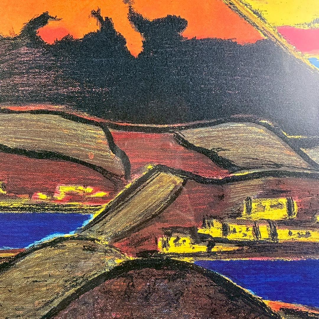 美品 田崎廣助「箱根の朱富士」リトグラフ 印章有 発行証明書有 豪華額装 赤富士