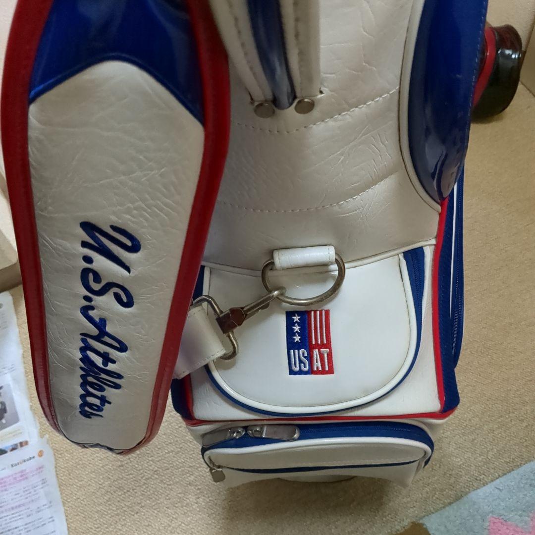 美品　USA キャディバッグ ホワイト/ブルー/レッド