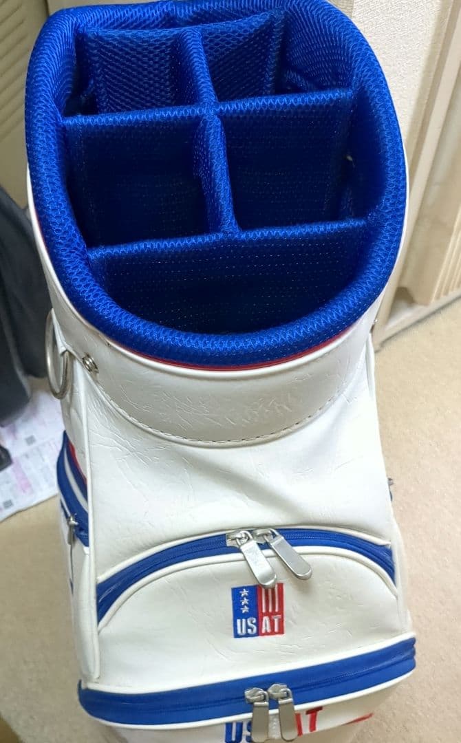 美品　USA キャディバッグ ホワイト/ブルー/レッド