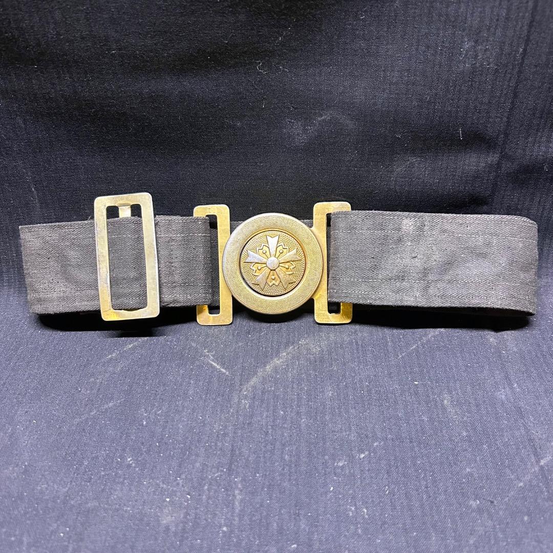 ▽Cc左1077 当時物 戦前 消防組 消防団 布製 ベルト 桜マーク