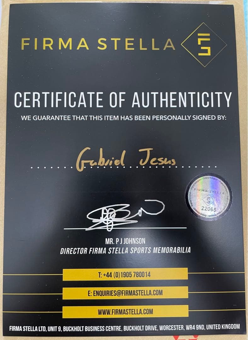 ガブリエル ジェズス 直筆 サイン マンチェスターシティ アーセナル