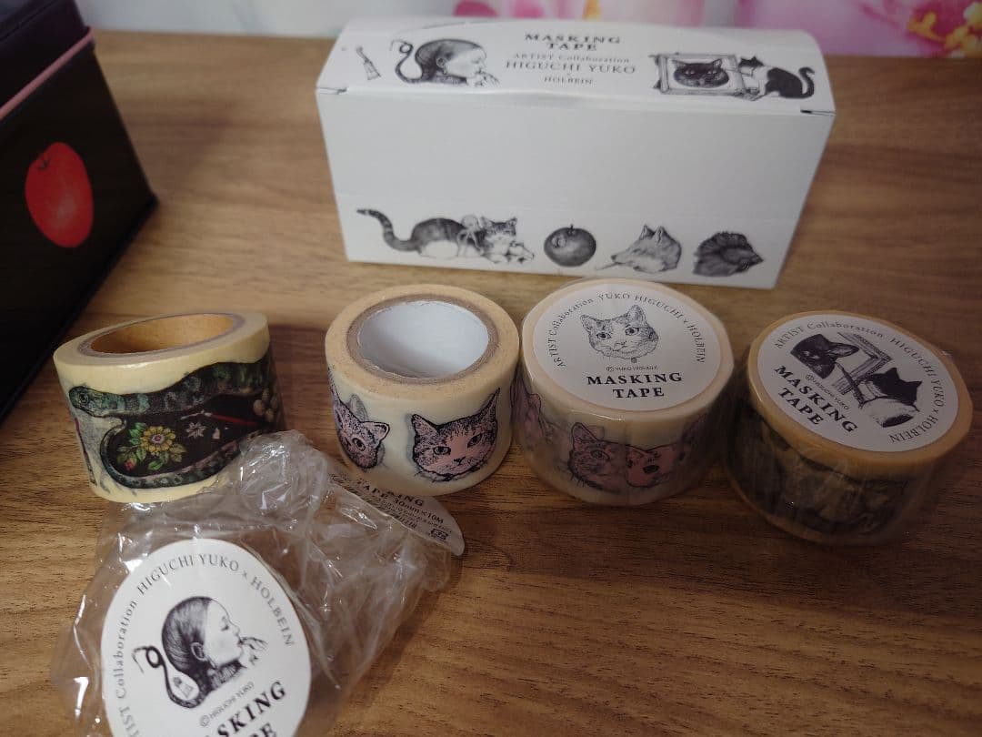 ヒグチユウコ　　猫　角缶　ラデュレ　　マスキングテープ　ネコ/キノコ　メモ