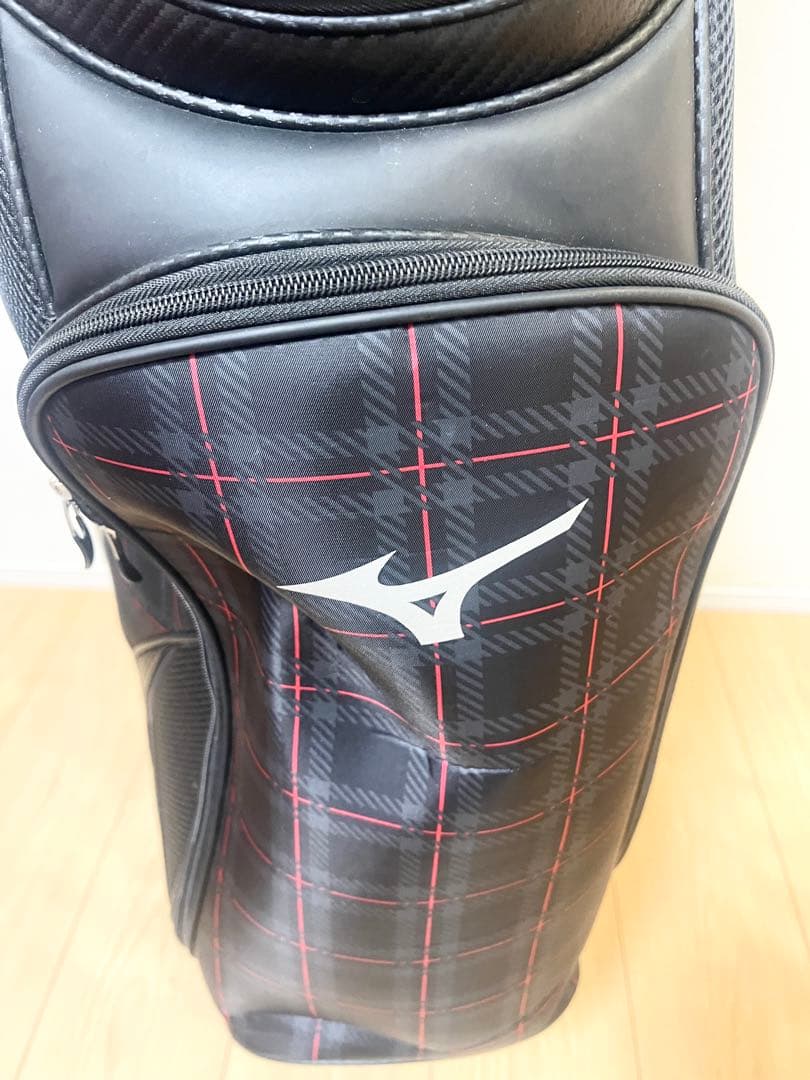 【極美品‼️】Mizuno キャディバッグ 黒　チェック柄　ミズノ　ゴルフ